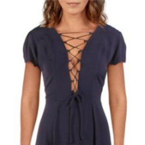 REVOLVE Privacy Please Phillips Lace Up Mini Dress in Navy, M  NWT